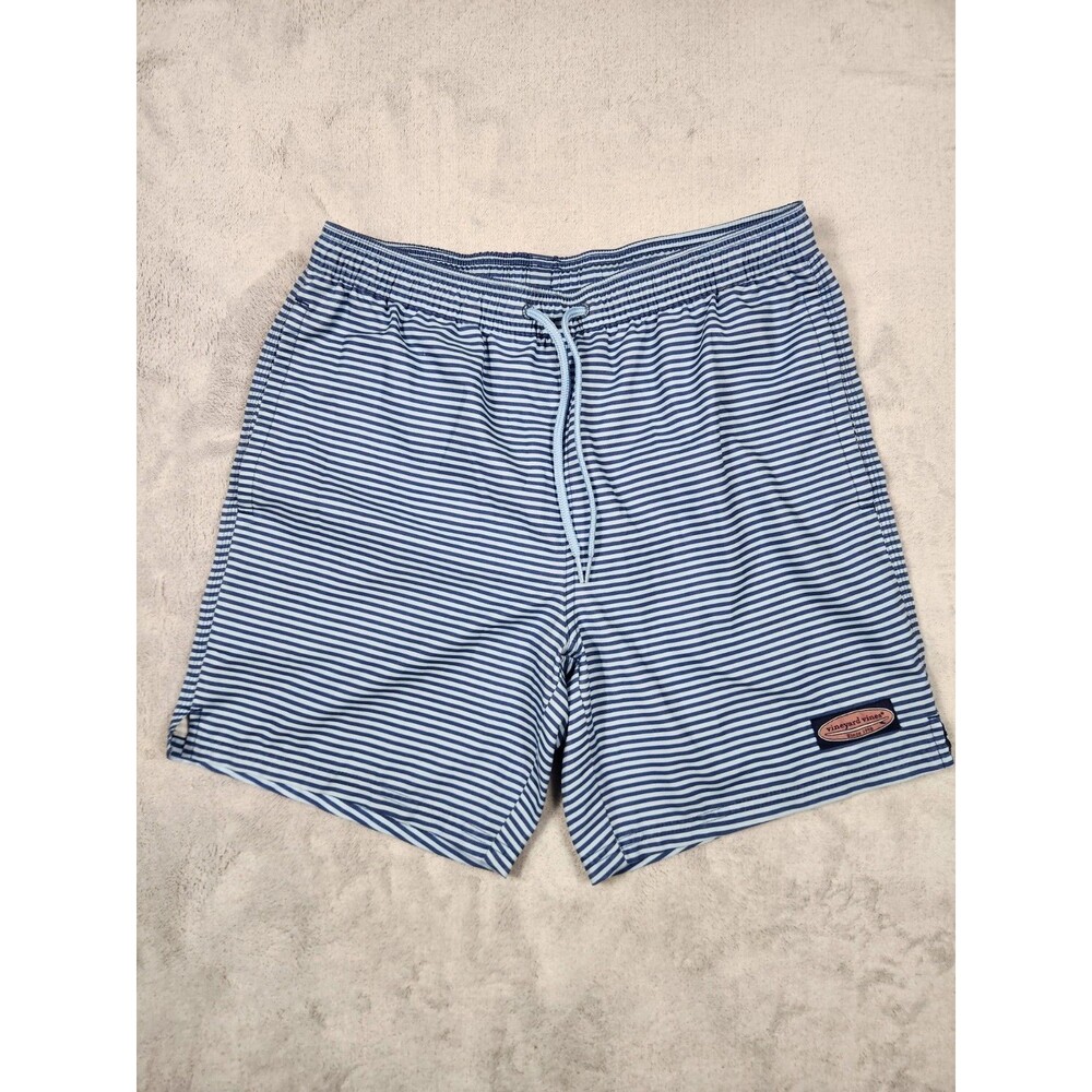 Vineyard Vines Swim Trunks Mens Small S/P Blue Stripe 7" Inseam Lined Board...